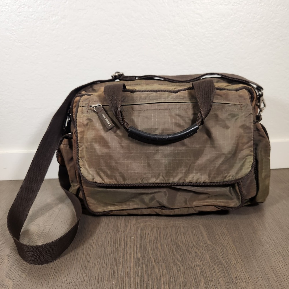 Vintage I Santi Sant Mario's Italian Utility Messenger Bag Brown Ripstop Nylon